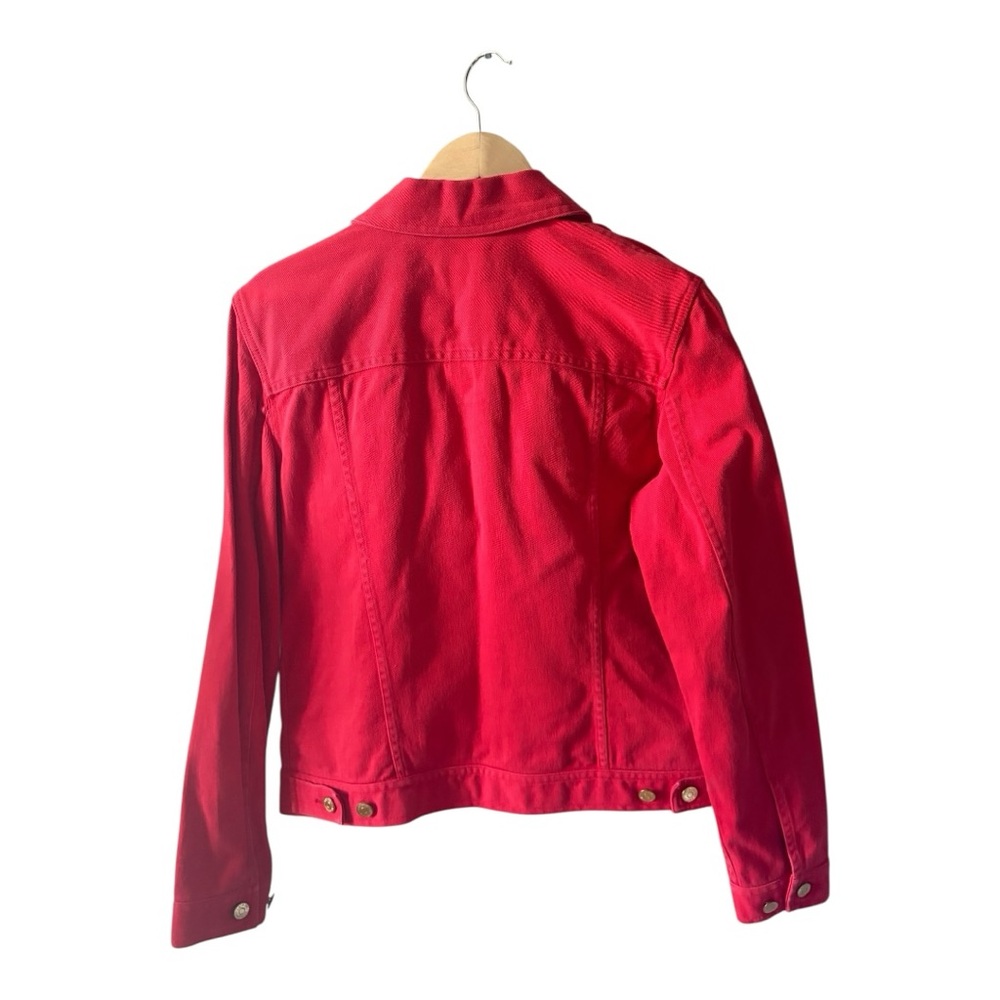Lauren Ralph Lauren Red Denim Jacket Medium Classic Trucker - Picture 10 of 13